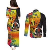 personalised-vanuatu-tafea-day-couples-matching-puletasi-dress-and-long-sleeve-button-shirts-coat-of-arms-mix-tropical-flowers