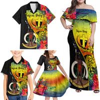 personalised-vanuatu-tafea-day-family-matching-off-shoulder-maxi-dress-and-hawaiian-shirt-coat-of-arms-mix-tropical-flowers