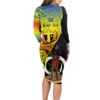 personalised-vanuatu-tafea-day-long-sleeve-bodycon-dress-coat-of-arms-mix-tropical-flowers