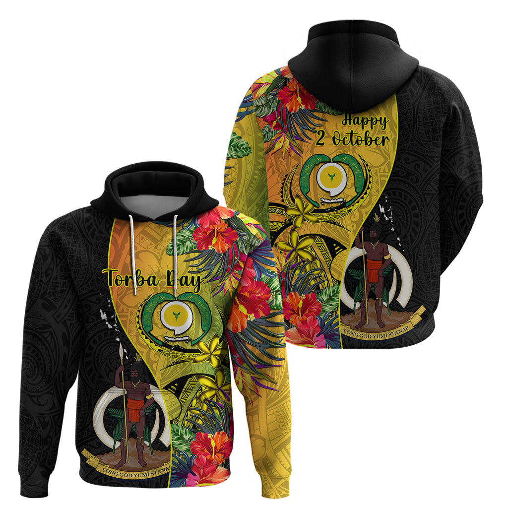Vanuatu Torba Day Hoodie Coat Of Arms Mix Tropical Flowers LT14 - Polynesian Pride