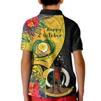 Vanuatu Torba Day Kid Polo Shirt Coat Of Arms Mix Tropical Flowers LT14 - Polynesian Pride