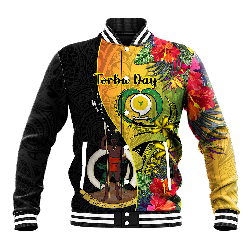 personalised-vanuatu-torba-day-baseball-jacket-coat-of-arms-mix-tropical-flowers