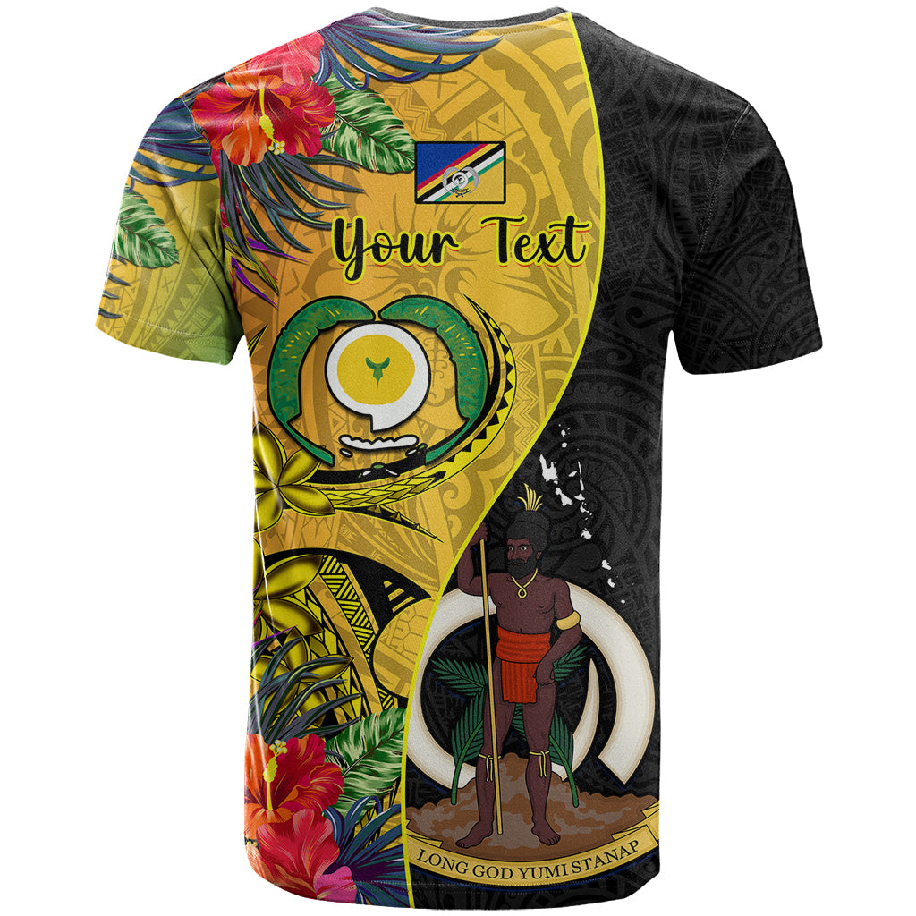 Personalised Vanuatu Torba Day T Shirt Coat Of Arms Mix Tropical Flowers LT14 - Polynesian Pride