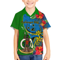 vanuatu-malampa-day-kid-hawaiian-shirt-coat-of-arms-mix-tropical-flowers