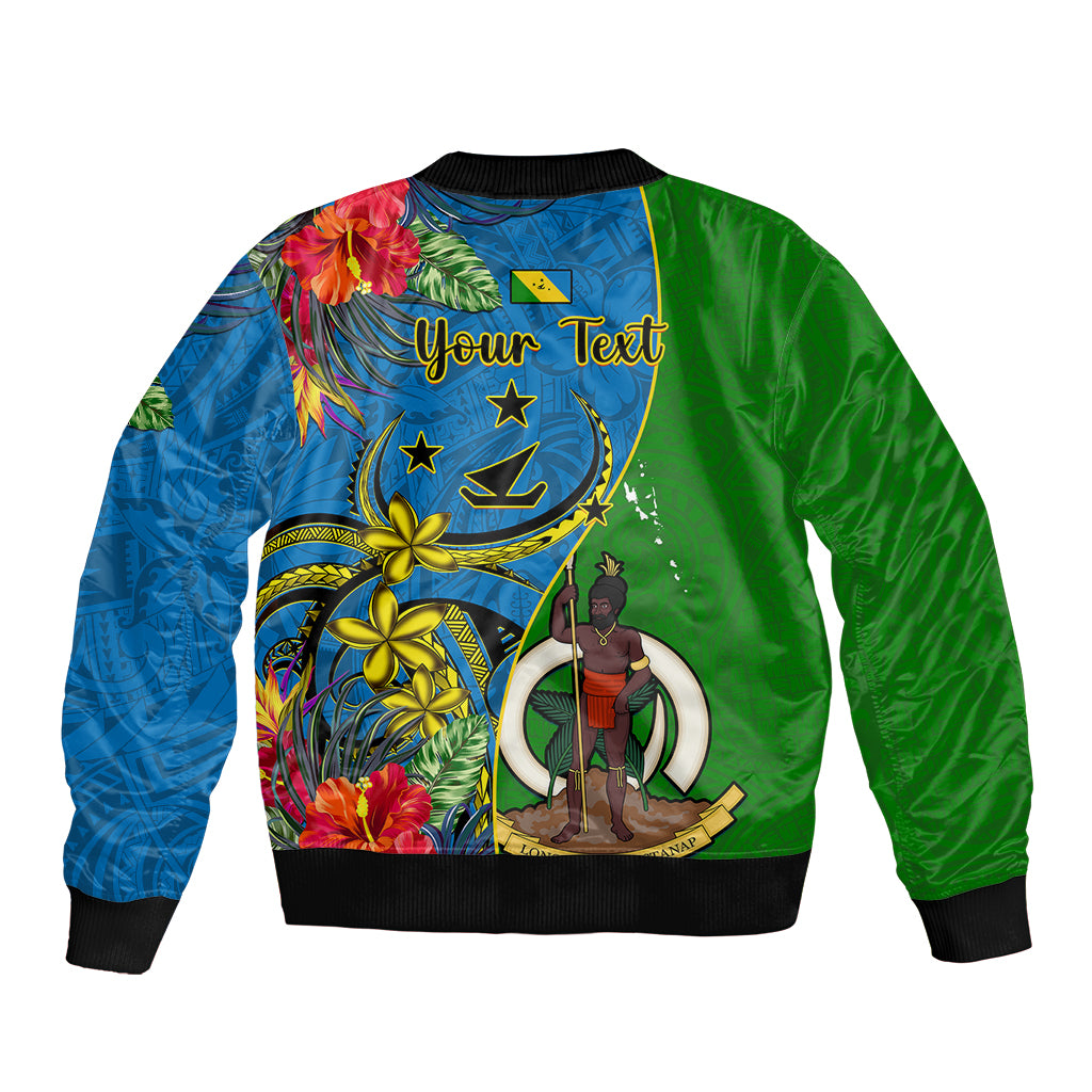 personalised-vanuatu-malampa-day-bomber-jacket-coat-of-arms-mix-tropical-flowers