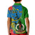 Personalised Vanuatu Malampa Day Kid Polo Shirt Coat Of Arms Mix Tropical Flowers LT14 - Polynesian Pride