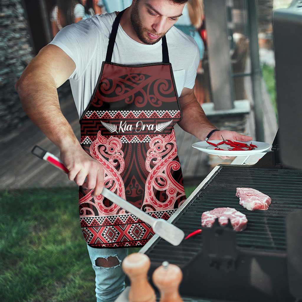 Kia Ora New Zealand Apron Maori Language Week Whero Taniko Motif - Polynesian Pride