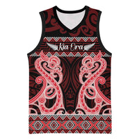 Kia Ora New Zealand Basketball Jersey Maori Language Week Whero Taniko Motif - Polynesian Pride