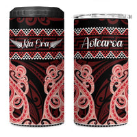 Kia Ora New Zealand 4 in 1 Can Cooler Tumbler Maori Language Week Whero Taniko Motif - Polynesian Pride