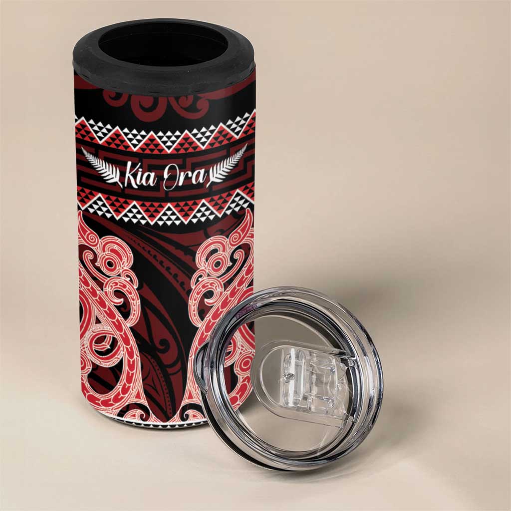 Kia Ora New Zealand 4 in 1 Can Cooler Tumbler Maori Language Week Whero Taniko Motif - Polynesian Pride