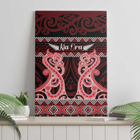 Kia Ora New Zealand Canvas Wall Art Maori Language Week Whero Taniko Motif - Polynesian Pride