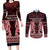 Kia Ora New Zealand Couples Matching Long Sleeve Bodycon Dress and Long Sleeve Button Shirt Maori Language Week Whero Taniko Motif - Polynesian Pride