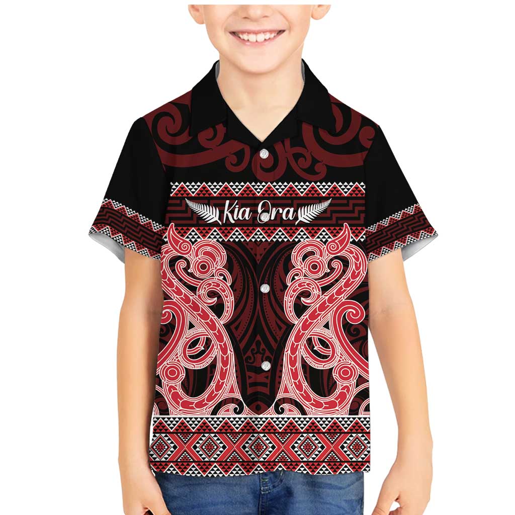 Kia Ora New Zealand Family Matching Mermaid Dress and Hawaiian Shirt Maori Language Week Whero Taniko Motif - Polynesian Pride