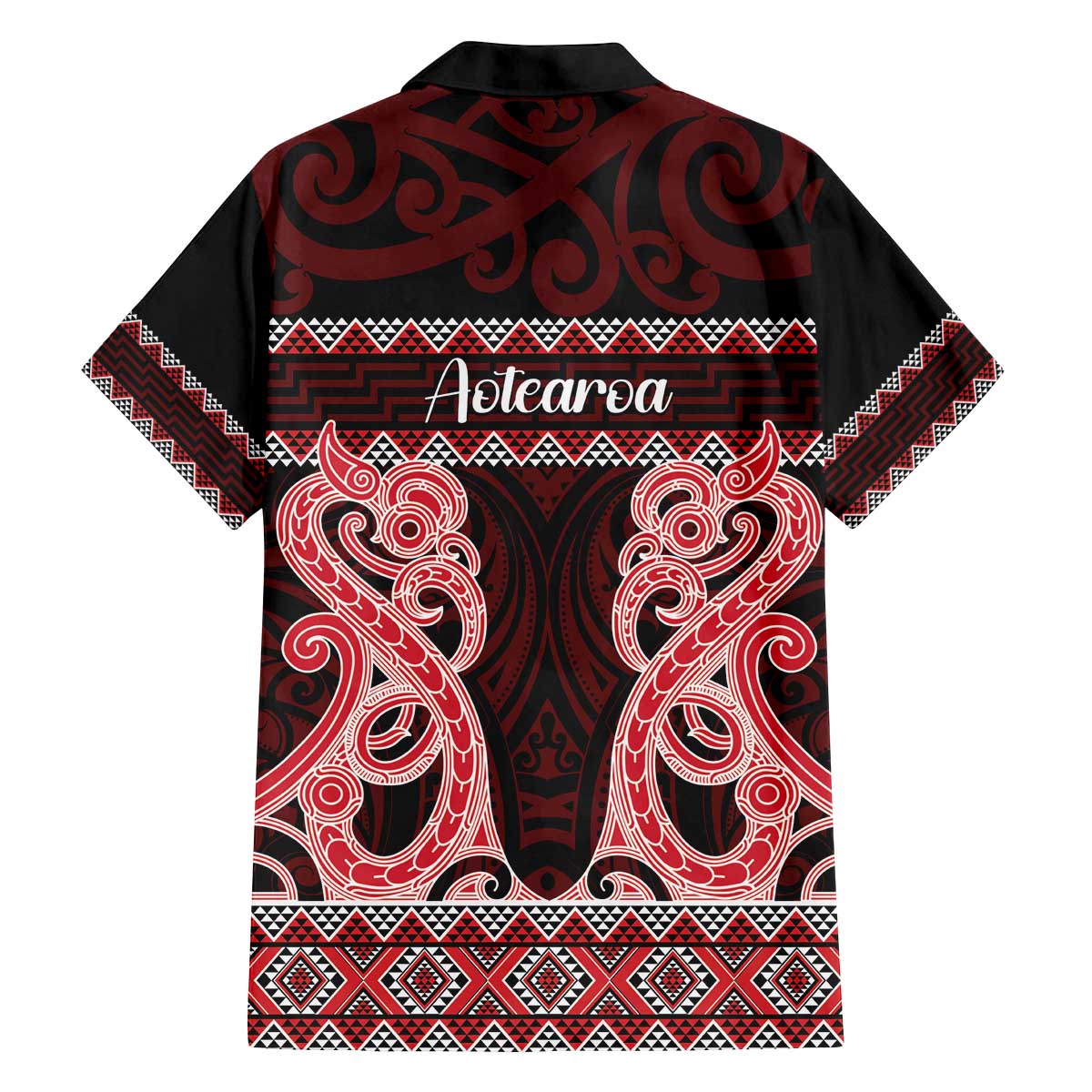 Kia Ora New Zealand Family Matching Off The Shoulder Long Sleeve Dress and Hawaiian Shirt Maori Language Week Whero Taniko Motif - Polynesian Pride