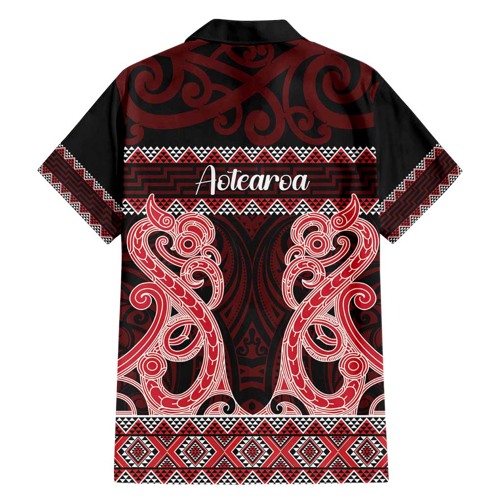 Kia Ora New Zealand Family Matching Short Sleeve Bodycon Dress and Hawaiian Shirt Maori Language Week Whero Taniko Motif - Polynesian Pride