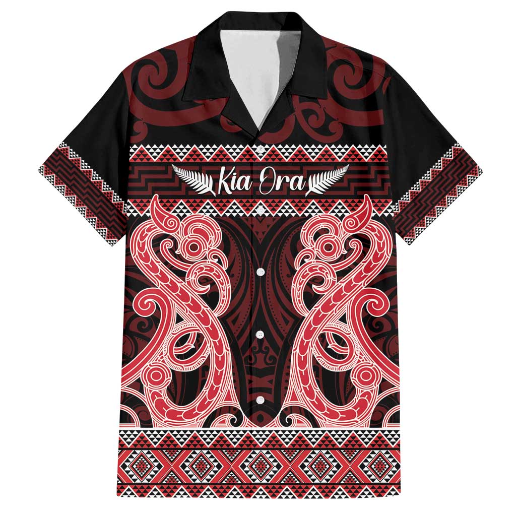 Kia Ora New Zealand Family Matching Tank Maxi Dress and Hawaiian Shirt Maori Language Week Whero Taniko Motif - Polynesian Pride