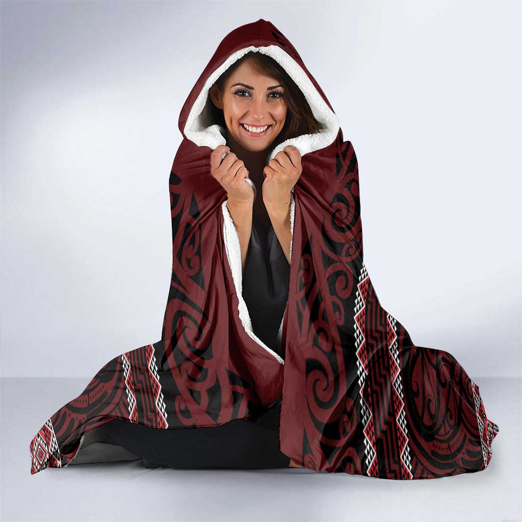 Kia Ora New Zealand Hooded Blanket Maori Language Week Whero Taniko Motif - Polynesian Pride
