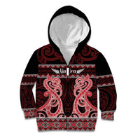 Kia Ora New Zealand Kid Hoodie Maori Language Week Whero Taniko Motif - Polynesian Pride