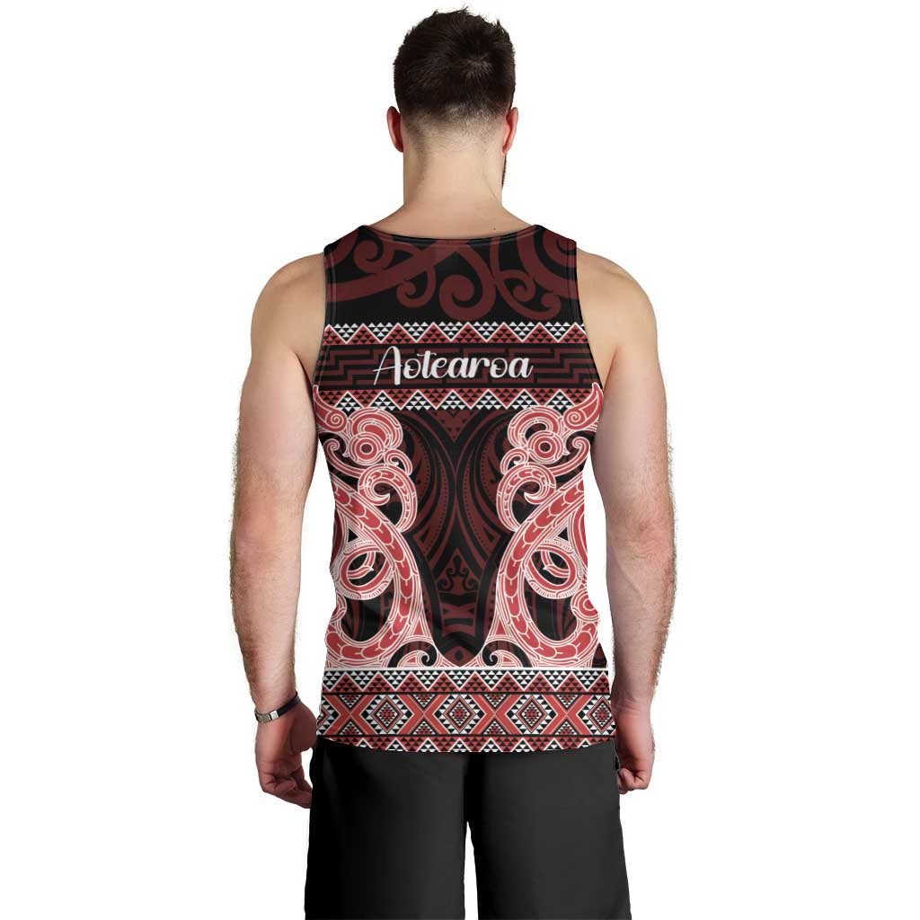 Kia Ora New Zealand Men Tank Top Maori Language Week Whero Taniko Motif - Polynesian Pride