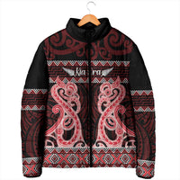 Kia Ora New Zealand Padded Jacket Maori Language Week Whero Taniko Motif - Polynesian Pride