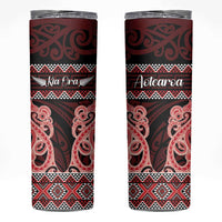 Kia Ora New Zealand Skinny Tumbler Maori Language Week Whero Taniko Motif - Polynesian Pride