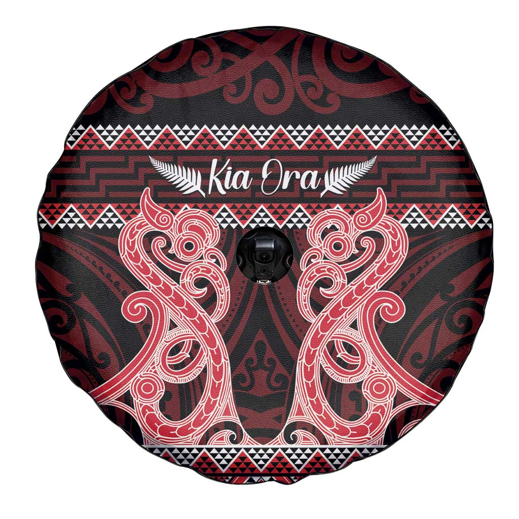 Kia Ora New Zealand Spare Tire Cover Maori Language Week Whero Taniko Motif - Polynesian Pride