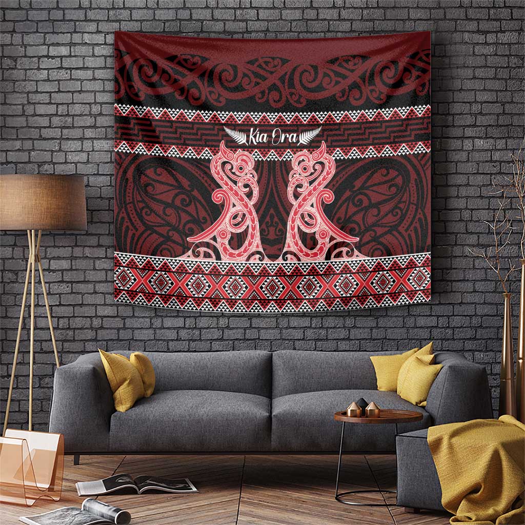Kia Ora New Zealand Tapestry Maori Language Week Whero Taniko Motif - Polynesian Pride