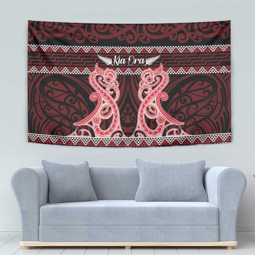 Kia Ora New Zealand Tapestry Maori Language Week Whero Taniko Motif - Polynesian Pride