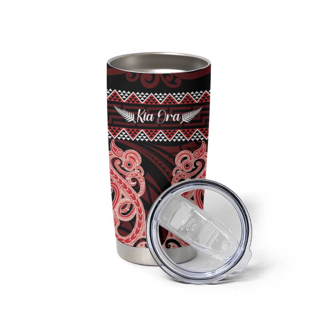 Kia Ora New Zealand Tumbler Cup Maori Language Week Whero Taniko Motif - Polynesian Pride