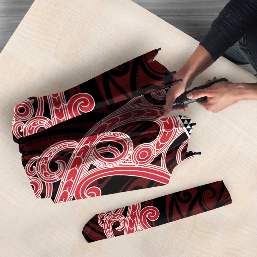 Kia Ora New Zealand Umbrella Maori Language Week Whero Taniko Motif - Polynesian Pride