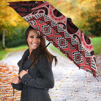 Kia Ora New Zealand Umbrella Maori Language Week Whero Taniko Motif - Polynesian Pride