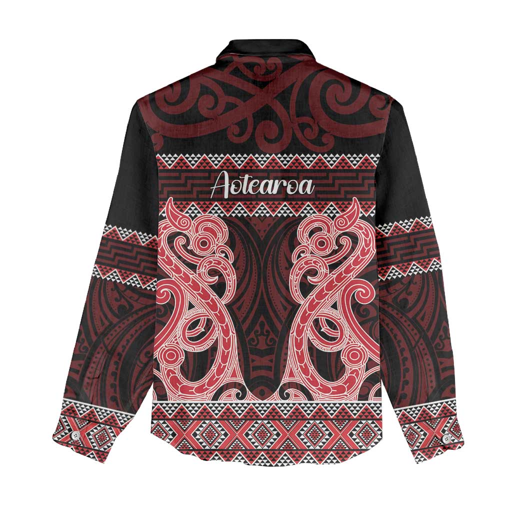 Kia Ora New Zealand Women Casual Shirt Maori Language Week Whero Taniko Motif - Polynesian Pride