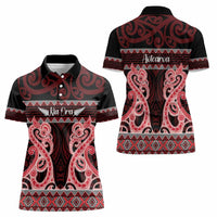 Kia Ora New Zealand Women Polo Shirt Maori Language Week Whero Taniko Motif - Polynesian Pride