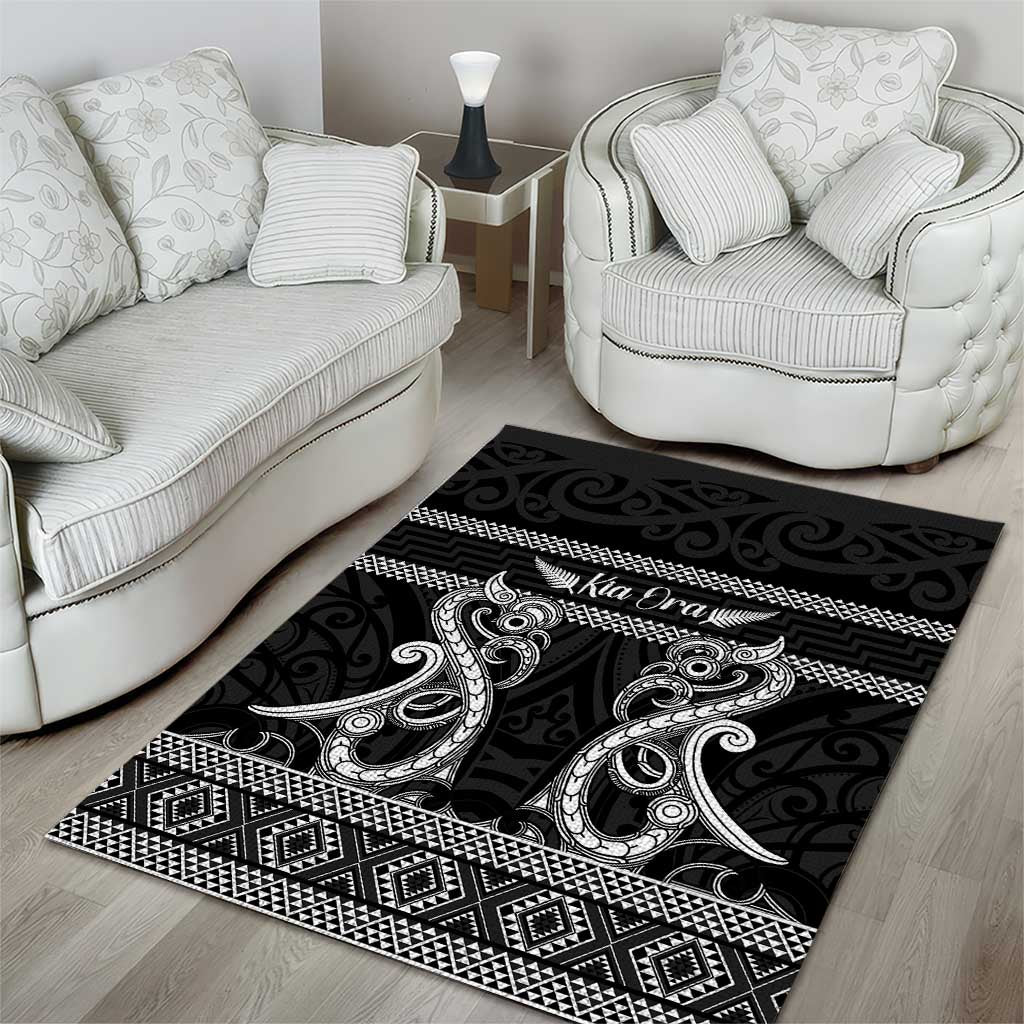 Kia Ora New Zealand Area Rug Maori Language Week Pango Taniko Motif - Polynesian Pride