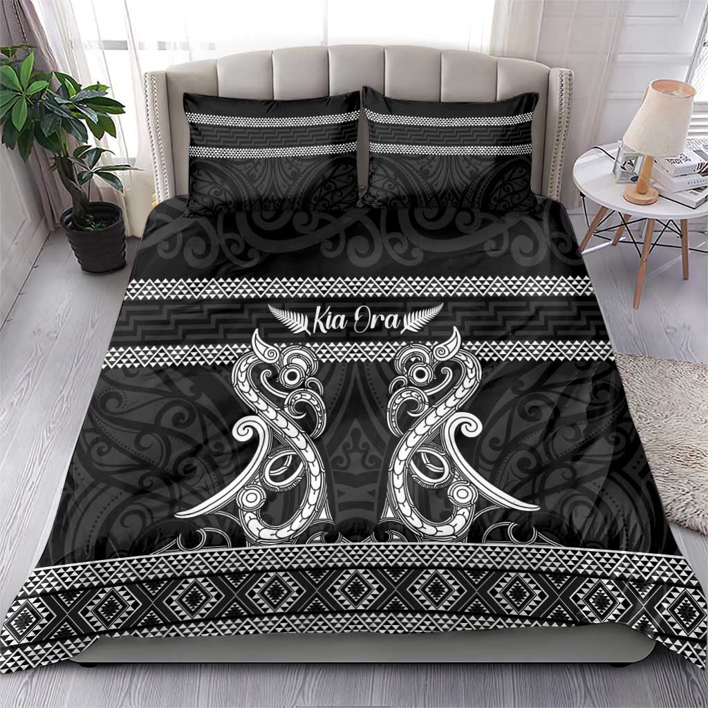 Kia Ora New Zealand Bedding Set Maori Language Week Pango Taniko Motif - Polynesian Pride