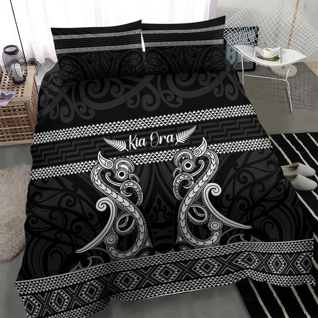 Kia Ora New Zealand Bedding Set Maori Language Week Pango Taniko Motif - Polynesian Pride