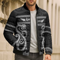 Kia Ora New Zealand Bomber Puffer Jacket Maori Language Week Pango Taniko Motif - Polynesian Pride