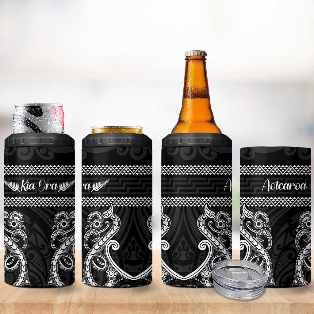 Kia Ora New Zealand 4 in 1 Can Cooler Tumbler Maori Language Week Pango Taniko Motif - Polynesian Pride