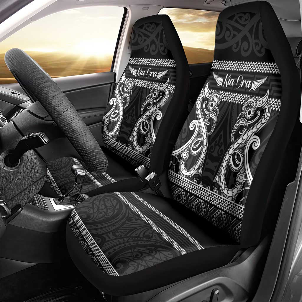 Kia Ora New Zealand Car Seat Cover Maori Language Week Pango Taniko Motif - Polynesian Pride