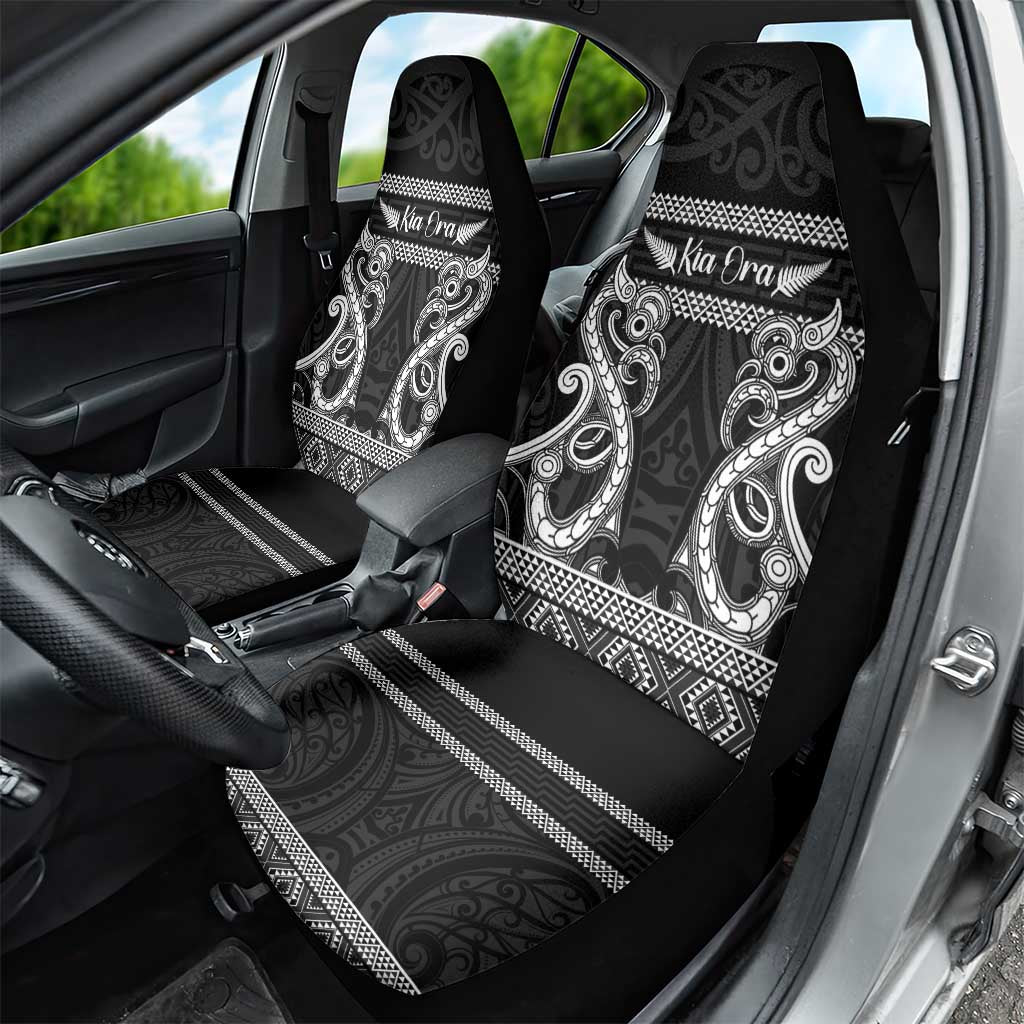 Kia Ora New Zealand Car Seat Cover Maori Language Week Pango Taniko Motif - Polynesian Pride