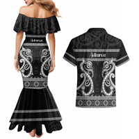 Kia Ora New Zealand Couples Matching Mermaid Dress and Hawaiian Shirt Maori Language Week Pango Taniko Motif - Polynesian Pride