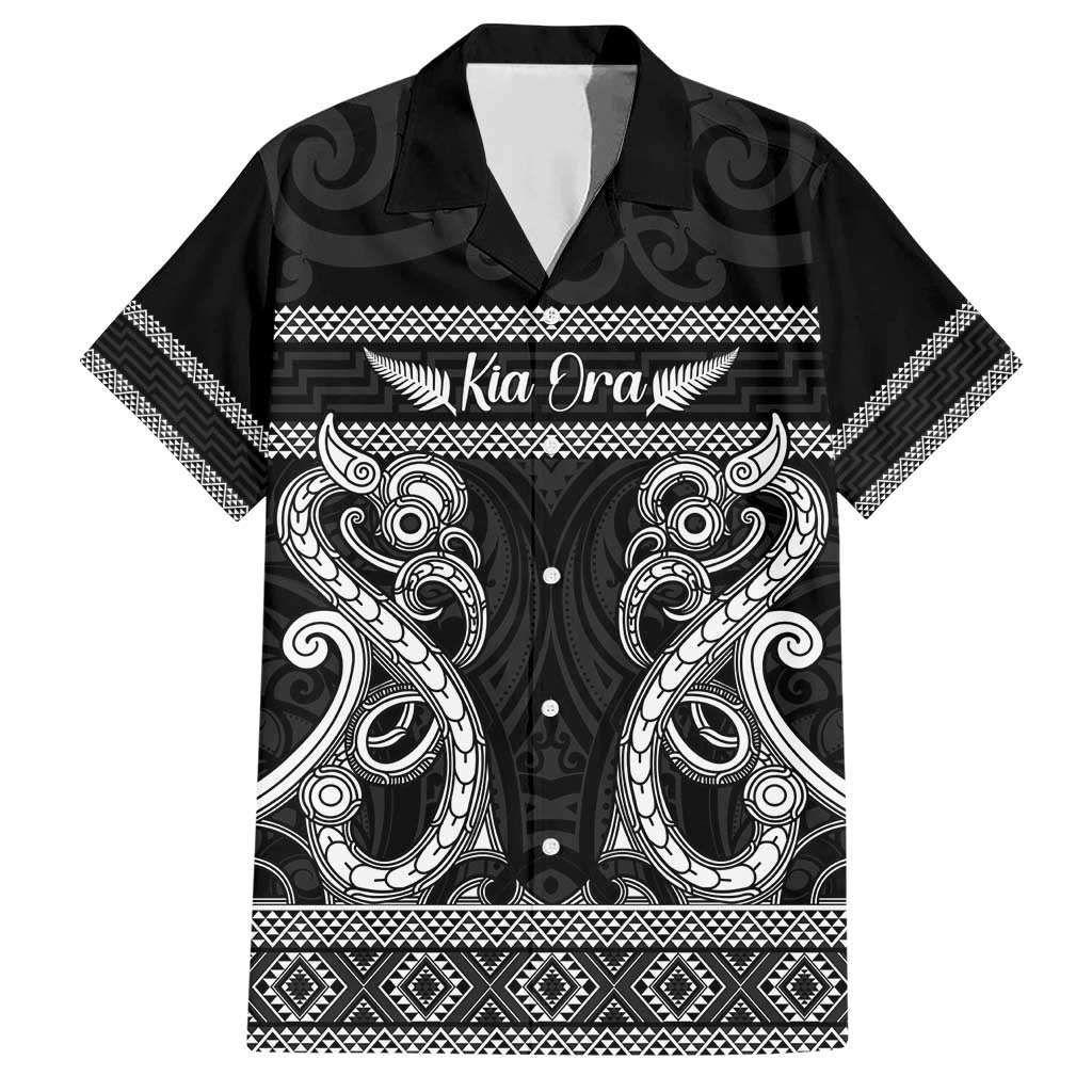 Kia Ora New Zealand Family Matching Short Sleeve Bodycon Dress and Hawaiian Shirt Maori Language Week Pango Taniko Motif - Polynesian Pride