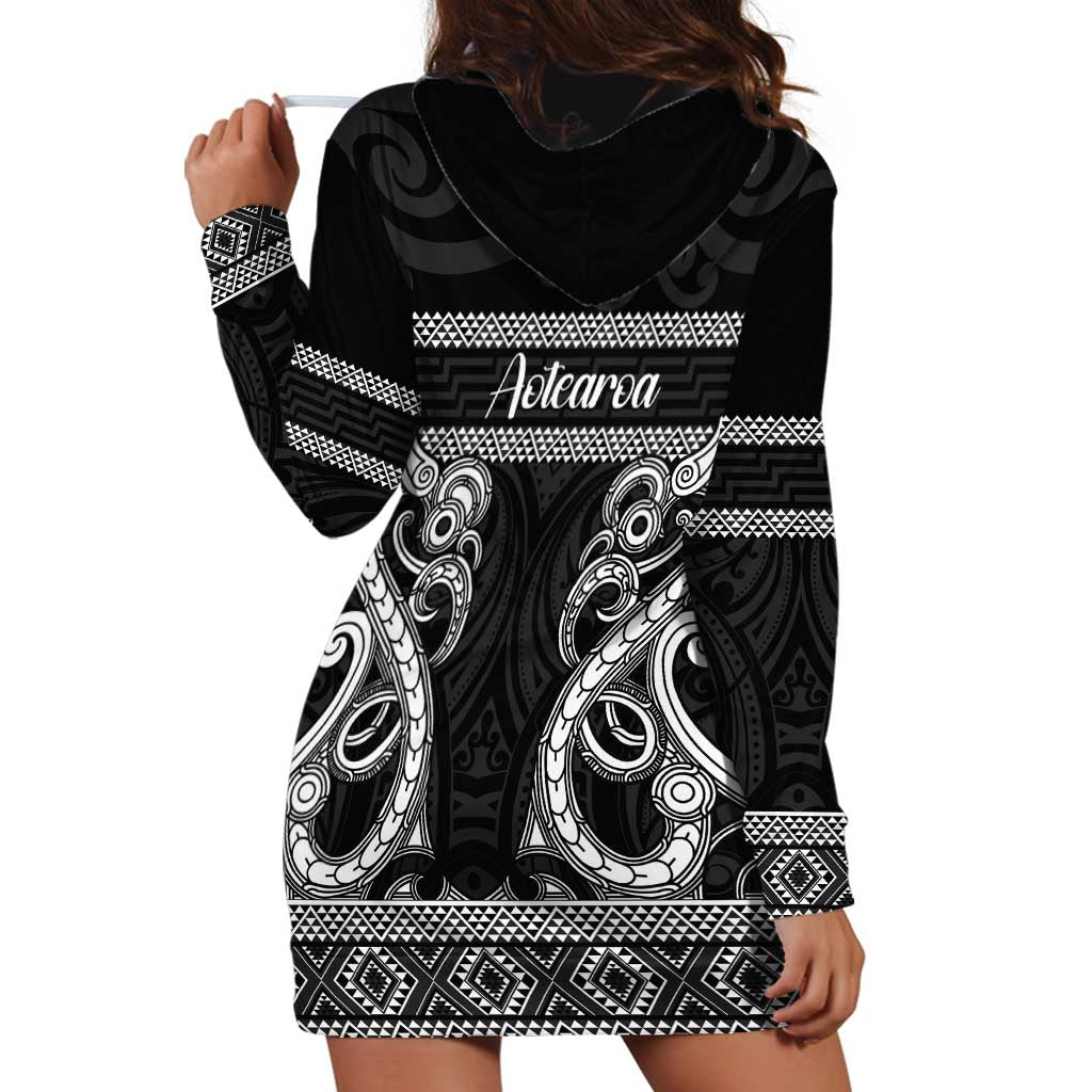 Kia Ora New Zealand Hoodie Dress Maori Language Week Pango Taniko Motif - Polynesian Pride