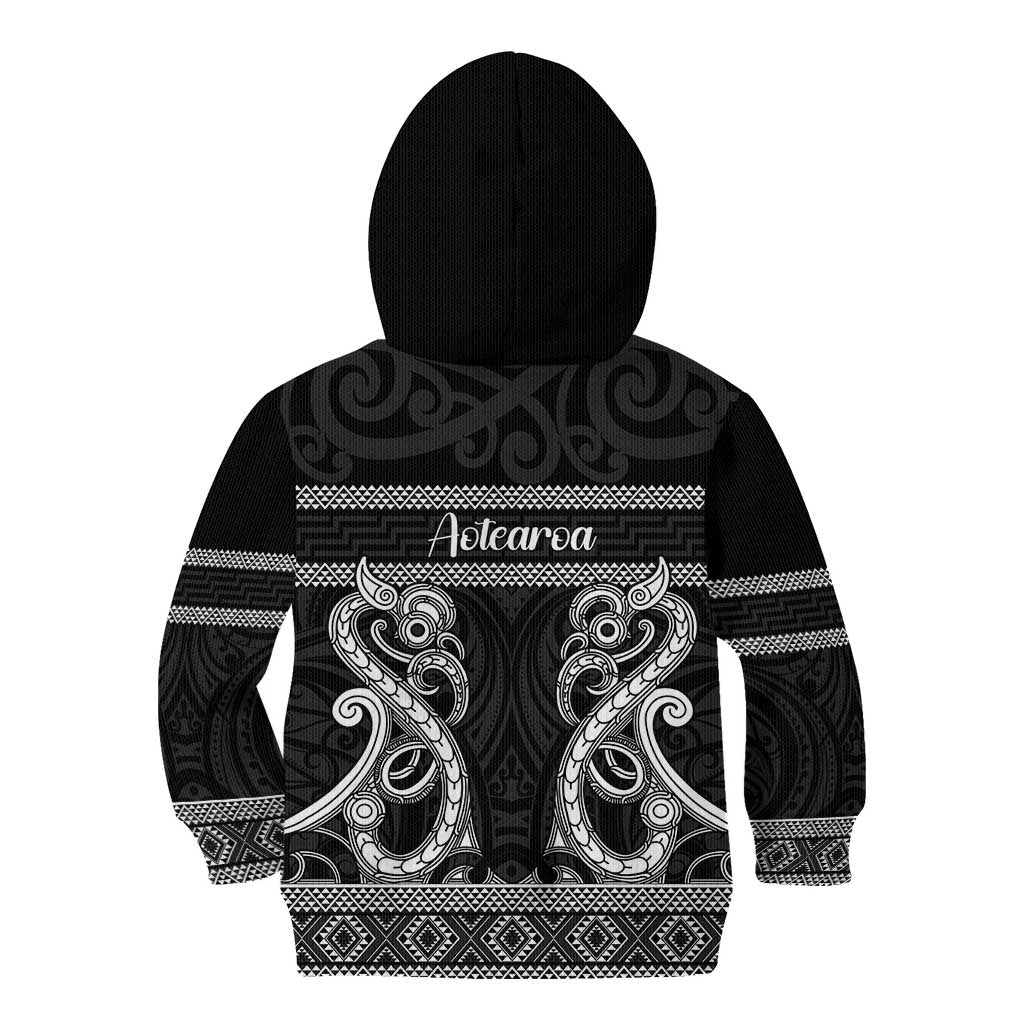 Kia Ora New Zealand Kid Hoodie Maori Language Week Pango Taniko Motif - Polynesian Pride