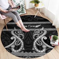 Kia Ora New Zealand Round Carpet Maori Language Week Pango Taniko Motif - Polynesian Pride