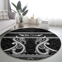 Kia Ora New Zealand Round Carpet Maori Language Week Pango Taniko Motif - Polynesian Pride