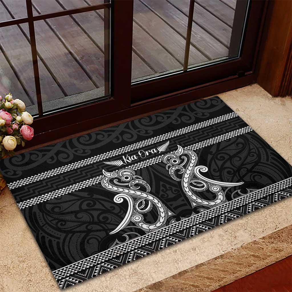 Kia Ora New Zealand Rubber Doormat Maori Language Week Pango Taniko Motif - Polynesian Pride