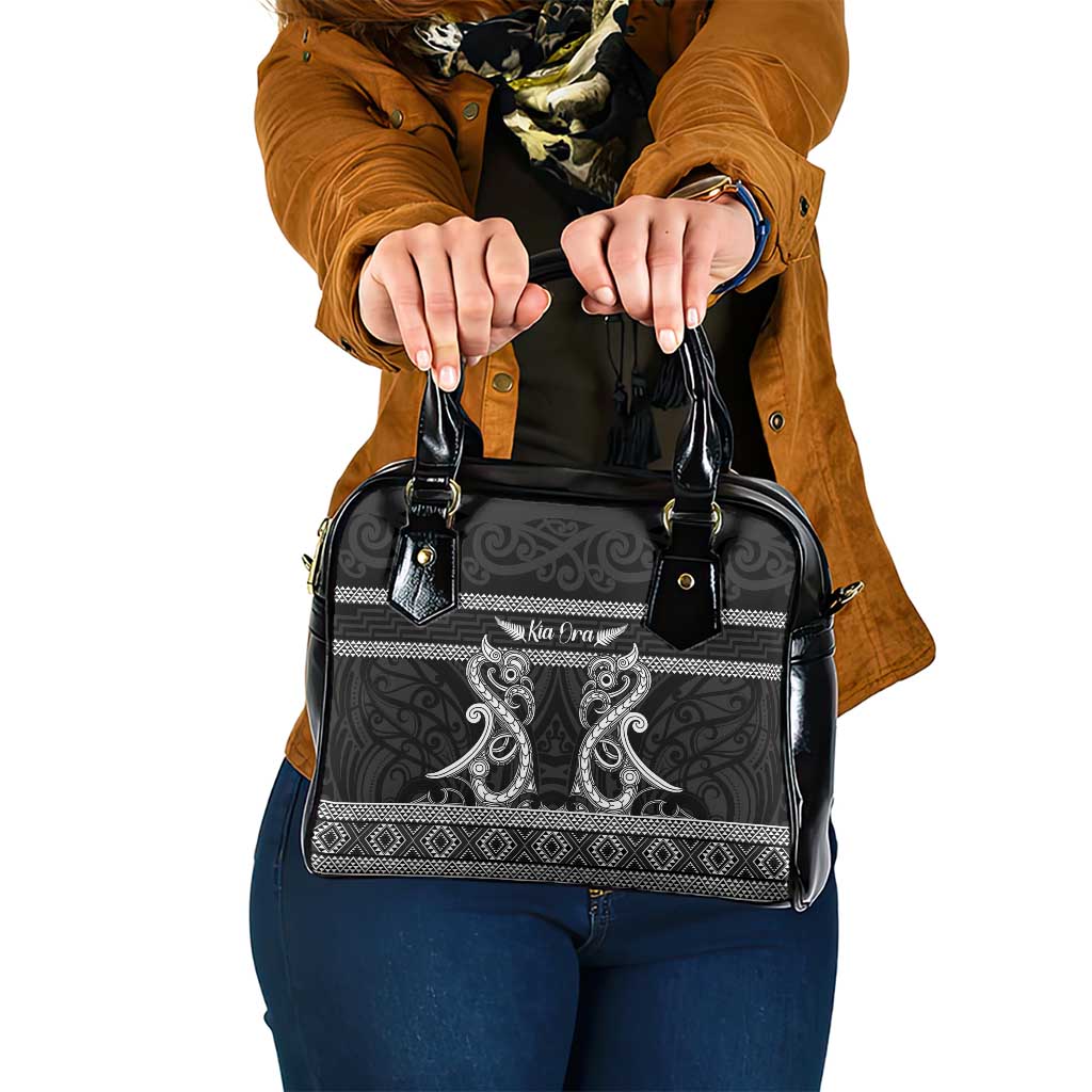 Kia Ora New Zealand Shoulder Handbag Maori Language Week Pango Taniko Motif - Polynesian Pride