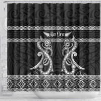 Kia Ora New Zealand Shower Curtain Maori Language Week Pango Taniko Motif - Polynesian Pride