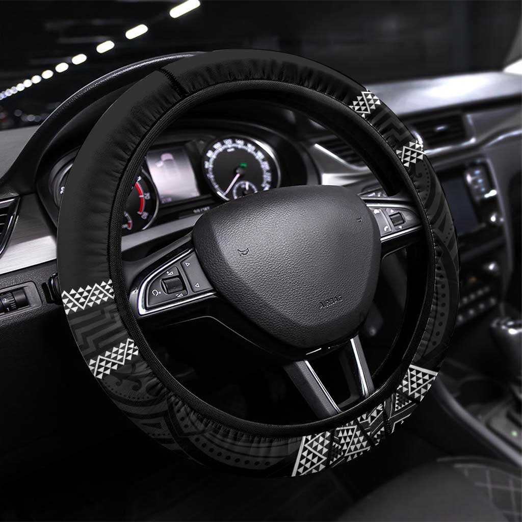 Kia Ora New Zealand Steering Wheel Cover Maori Language Week Pango Taniko Motif - Polynesian Pride